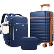 UKEIN Carry On Luggage Airline Approved, 100% PC Luggage Sets with YKK Zipper Spinner Wheels, 20 Inch Carry On Suitcases with Backpack for Men Women