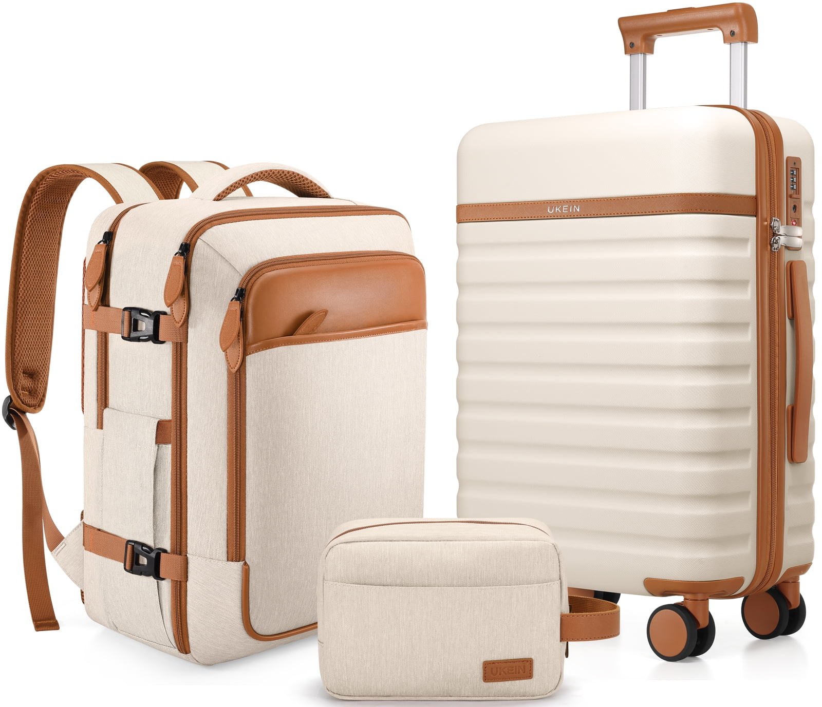UKEIN Luggage Sets 3 Piece, Carry On Luggage with Wheels, 20 Inch Hardshell Suitcase with TSA Lock, 100% PC Carry On Suitcases Airline Approved With Travel Backpack for Men Women - Walmart.com