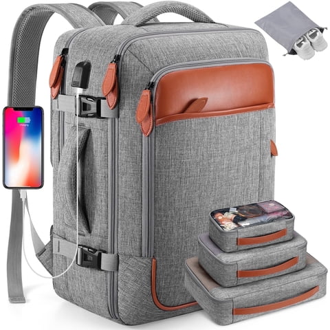 UKEIN Travel Backpack for Men & Women Carry On Backpack Flight Approved 40L Waterproof Anti-Theft Personal Item Backpack with Packing Cubes and Shoe Pocket