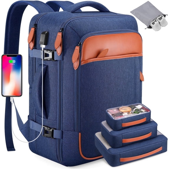 UKEIN Travel Backpack for Men & Women Carry On Backpack Flight Approved 40L Waterproof Anti-Theft Personal Item Backpack with Packing Cubes and Shoe Pocket