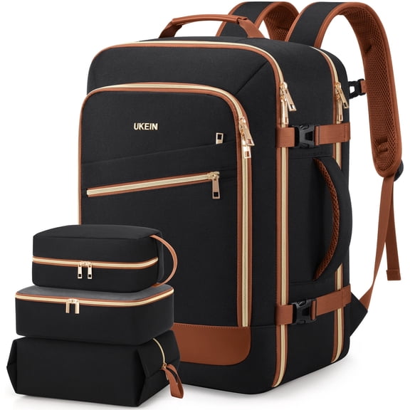 UKEIN Travel Backpack for Women Carry on Backpack Flight Approved 40L Personal Item Backpack Water Proof Backpack with Packing Cubes and Shoe Pocket
