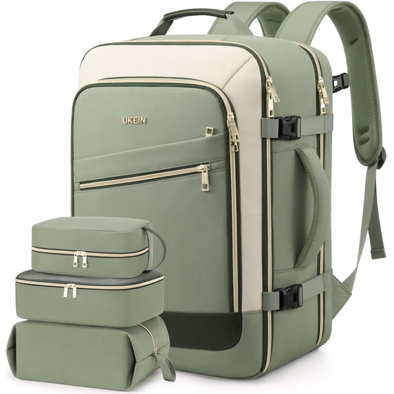 UKEIN Travel Backpack for Women Carry on Backpack Flight Approved 40L Personal Item Backpack Water Proof Backpack with Packing Cubes and Shoe Pocket