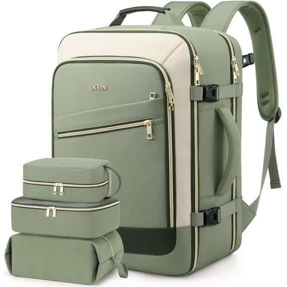 UKEIN Travel Backpack for Women Carry on Backpack Flight Approved 40L Personal Item Backpack Water Proof Backpack with Packing Cubes and Shoe Pocket
