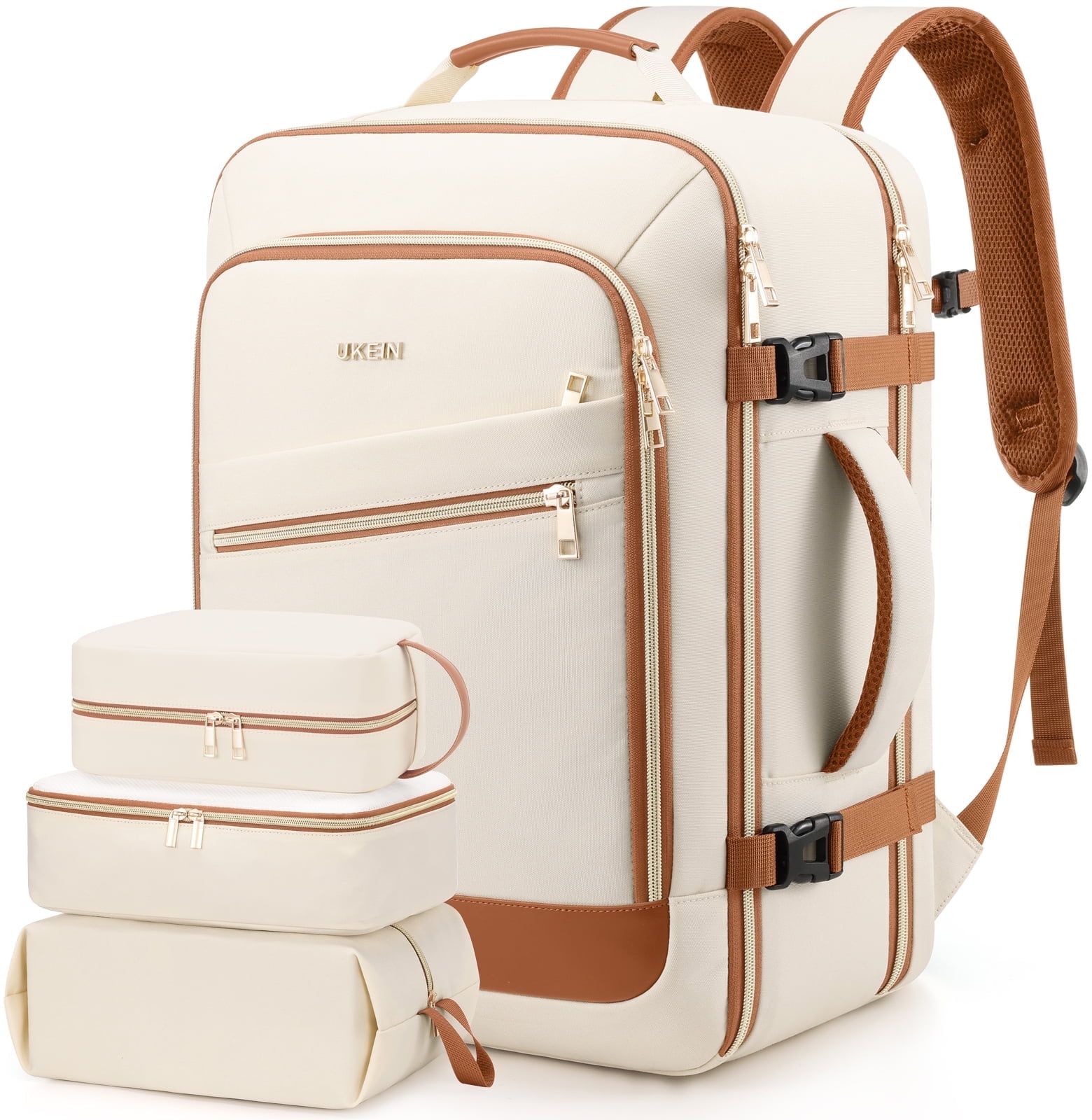 UKEIN Travel Backpack for Women Carry on Backpack Flight Approved 40L Personal Item Backpack Water Proof Backpack with Packing Cubes and Shoe Pocket