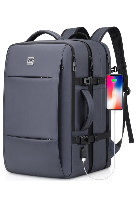 Travel Backpack with USB Charging Port 40L Expandable 17 Inch Carry On Backpack Water-resistant Work Business Laptop Backpack for Men