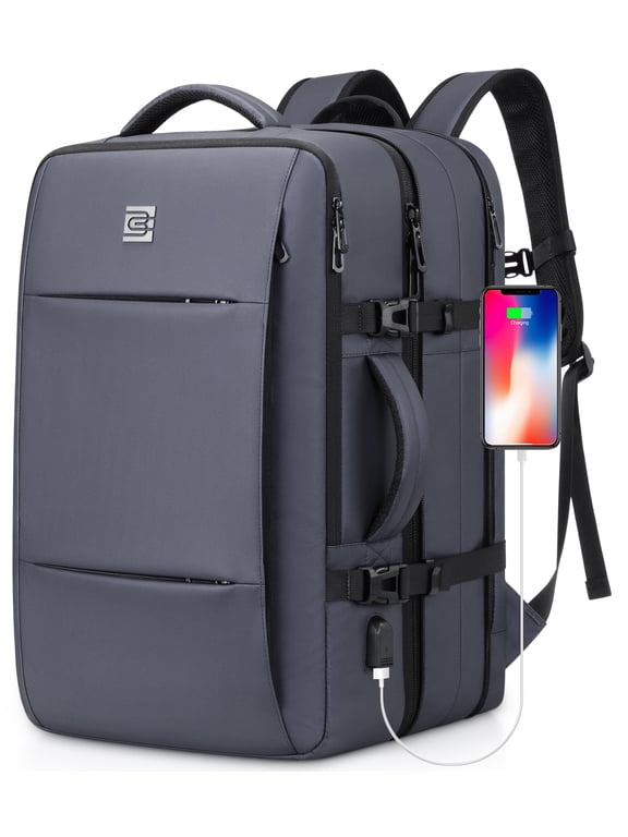 Travel Backpack with USB Charging Port 40L Expandable 17 Inch Carry On Backpack Water-resistant Work Business Laptop Backpack for Men