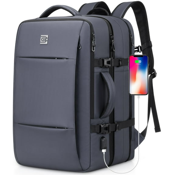 UKEIN Travel Backpack with USB Charging Port 40L Expandable 17 Inch Carry On Backpack Water-resistant Work Business Laptop Backpack for Men