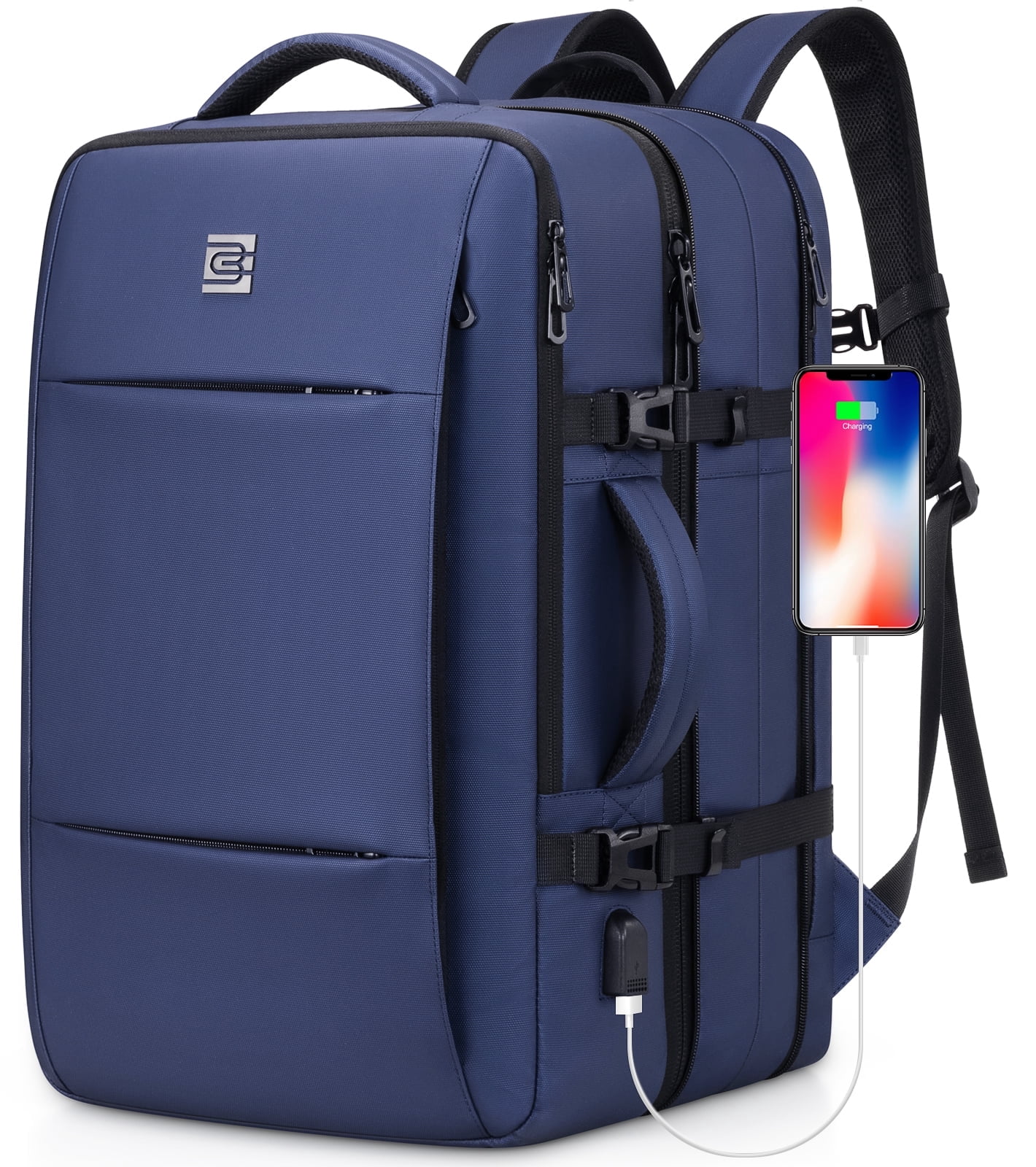 UKEIN Travel Backpack with USB Charging Port 40L Expandable 17 Inch Carry On Backpack Water-resistant Work Business Laptop Backpack for Men