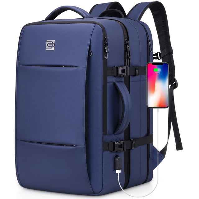 UKEIN Travel Backpack with USB Charging Port 40L Expandable 17 Inch Carry On Backpack Water-resistant Work Business Laptop Backpack for Men