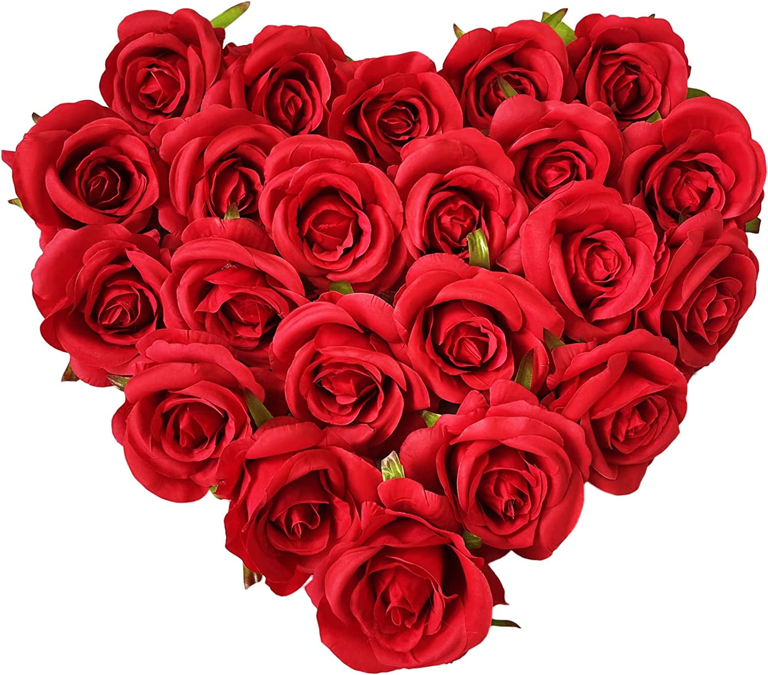 UKELER 20 Pcs Red Artificial Rose Flower Heads 3.5 Inch Artificial ...
