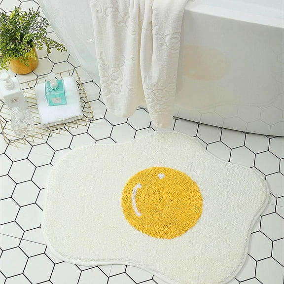 UKELER Bathroom Rug 29.5''×21.6'' Soft Cute Egg Shape Bath Mat Non Slip Fluffy Floor Mat for Bathroom Kitchen Bedroom Decoration