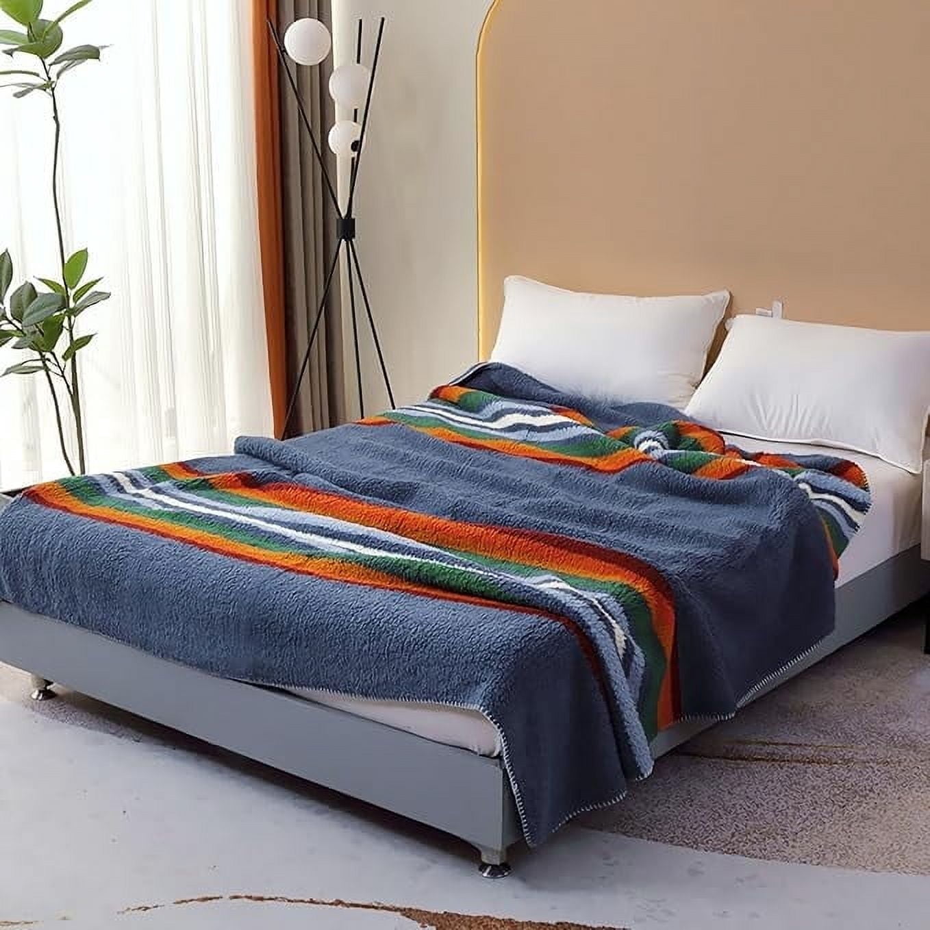 Levinis Boho Sherpa Fleece Blanket 90'' × 112'', Ultra Soft Aztec King Blanket for All Season, Cozy, Plush, Bohemian Throw Blanket for Bed/Couch/Sofa/Office/Camping