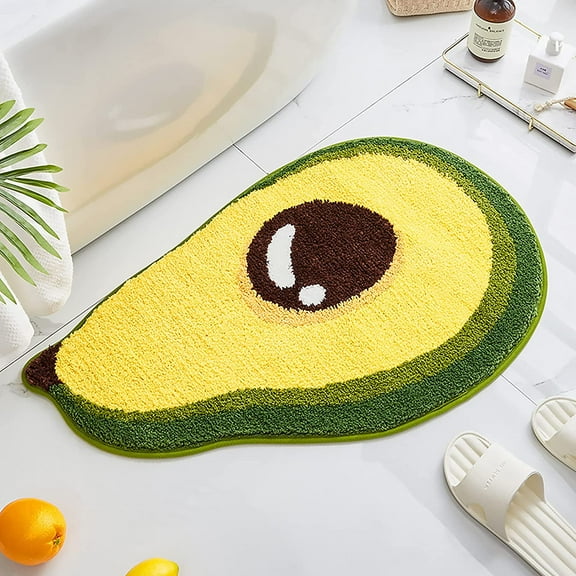 UKELER Cute Avocado Shape Bath Rug for Kids Non Slip Absorbent Bathroom Mat Washable Shaggy Kids Bedroom Decor Bathroom Door Mat 19.7''x31.5''