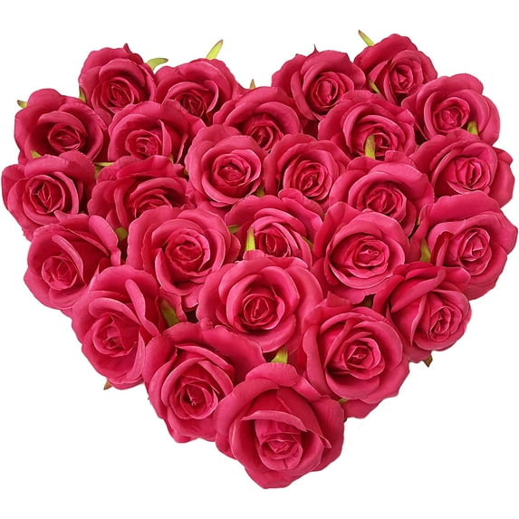 UKELER Rose Red Artificial Flower Heads 20 Pcs Real Looking Silk Rose Head for Wedding, Baby Shower, Party Decorations and DIY Craft