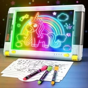 UKEXE Rechargeable LED Drawing Board Toy for Kids - 15-Inch Glow Art Tablet with 9 Neon Modes, Tracing Sheets, Gifts for