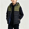 thumbnail image 1 of UKHCCC Boys Hooded Puffer Vest, Kids Lightweight Water-Repellent Zip-Up Winter Vest with Pockets, Color Block Fleece-Lined Outerwear, Ages 5-11, 1 of 8