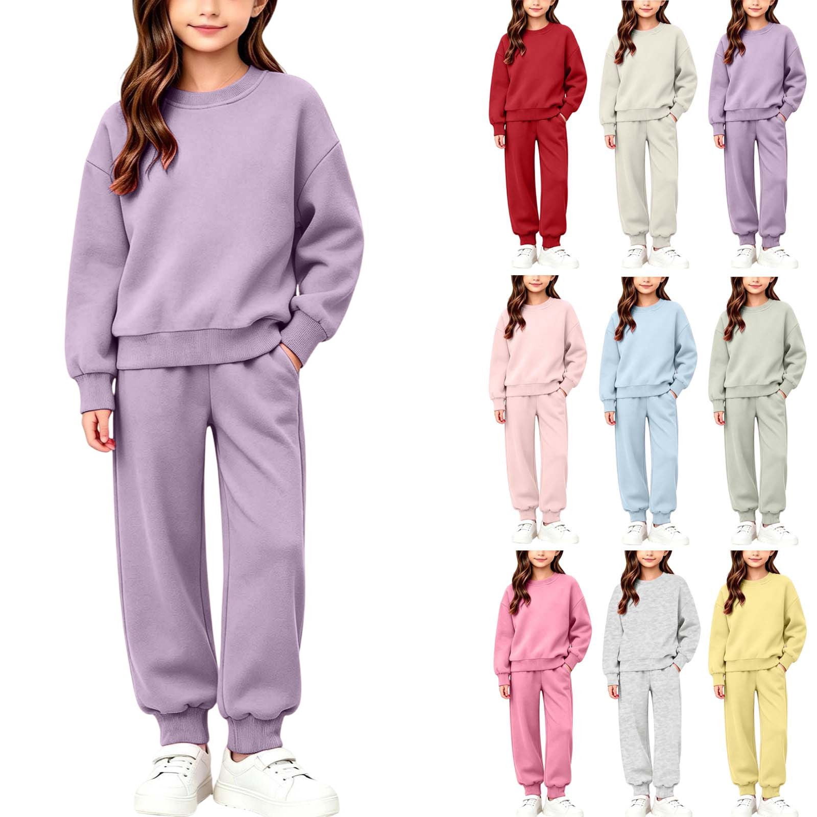 UKHCCC Boys and Girls Sweatsuit Set, Kids Cotton Crew Neck Sweatshirt ...