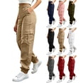 thumbnail image 1 of UKHCCC Cargo Pants for Women Elastic Waist Multi-Pocket Joggers High Work Casual Stretch Cotton Straight Leg Tapered Fit Utility Trousers Outdoor Hiking S-2XL, 1 of 9