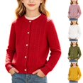thumbnail image 1 of UKHCCC Girls Cable Knit Cardigan Sweater, Long Sleeve Crew Neck Knit Layering Top, Regular Fit for Toddler and Kids Ages 18 Months-10 Years, 1 of 7