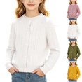 thumbnail image 1 of UKHCCC Girls Cable Knit Cardigan Sweater, Long Sleeve Crew Neck Knit Layering Top, Regular Fit for Toddler and Kids Ages 18 Months-10 Years, 1 of 9