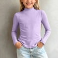 thumbnail image 1 of UKHCCC Girls Mock Neck Long Sleeve Top, Stretch Lettuce Trim Pullover Shirt, Solid Basic Layering Tee for Fall Winter, Ages 0-12, 1 of 6