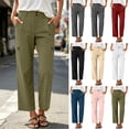 thumbnail image 1 of UKHCCC Plus Size Women's Cargo Pants Elastic Waist Button Detail Multi-Pockets Quick Dry Outdoor Hiking Jogger Straight Leg Lightweight Travel Casual S-2XL, 1 of 9