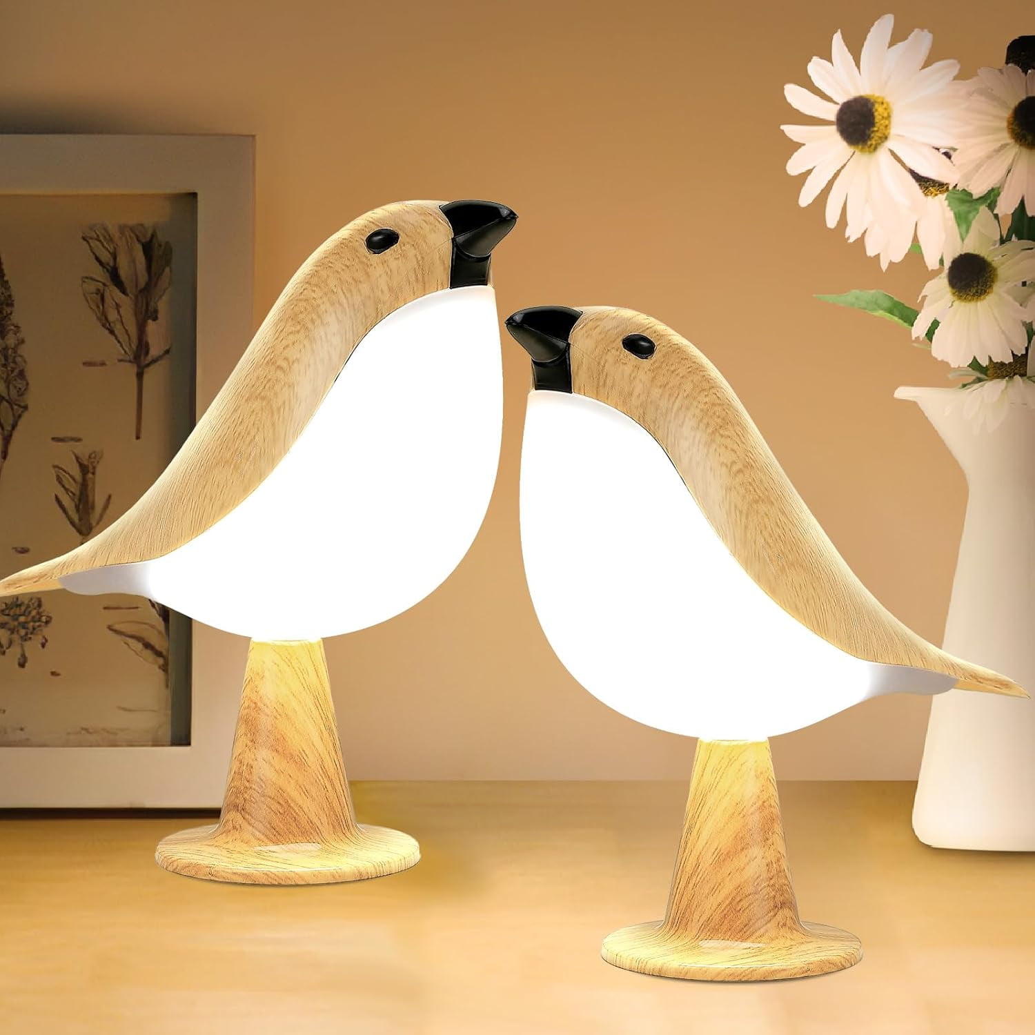 Image result for UKLL-2Pack Cute Bird Table Lamp, Touch Control/Dimmable Brightness/3 ...