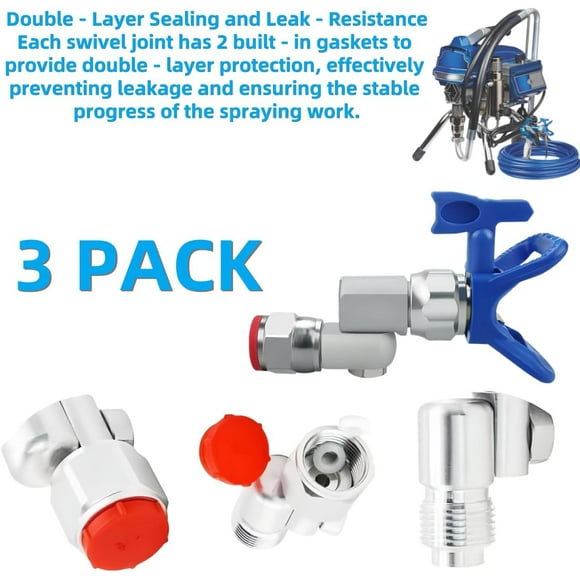UKLL-3-Pack 235486 7/8" Airless Spray Gun Swivel Joint | 180 Rotation | Compatible with Graco/Wagner/Titan Sprayers,High - Pressure, Leak - Resistant, and Adjustable