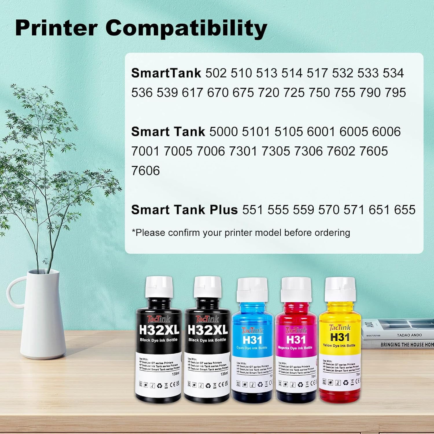 UKLL-31 Ink Bottle Set Compatible for HP 32XL Work for Smart Tank 7001 ...