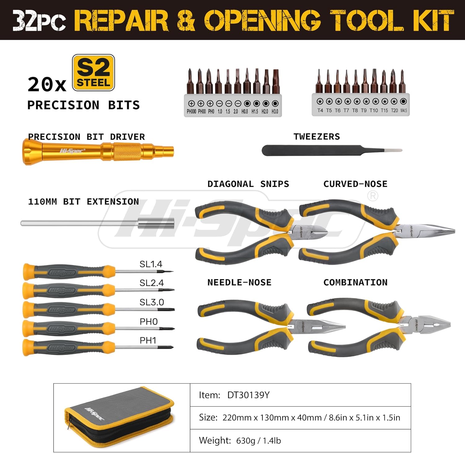 UKLL-32pc Electronics Repair & Opening Tool Kit Set for Laptops, Phones ...