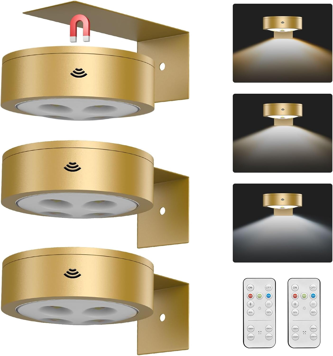 UKLL-3Pack Wireless Picture Light,Battery Operated Painting Light with ...