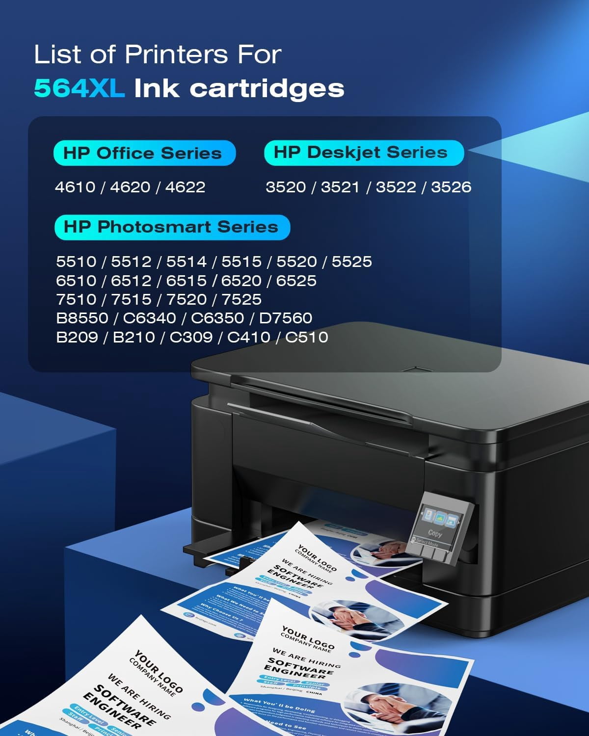 Cartucho De Tinta Wolfgray 564 Xl Compatível Com O Hp 564XL 564 Xl Cartucho De Tinta Para Hp Photosmart 5510 5520 6520 7510 7520 Premium C309a C410a Deskjet 3520 3522 3b 3pbk 3c 3m 3y