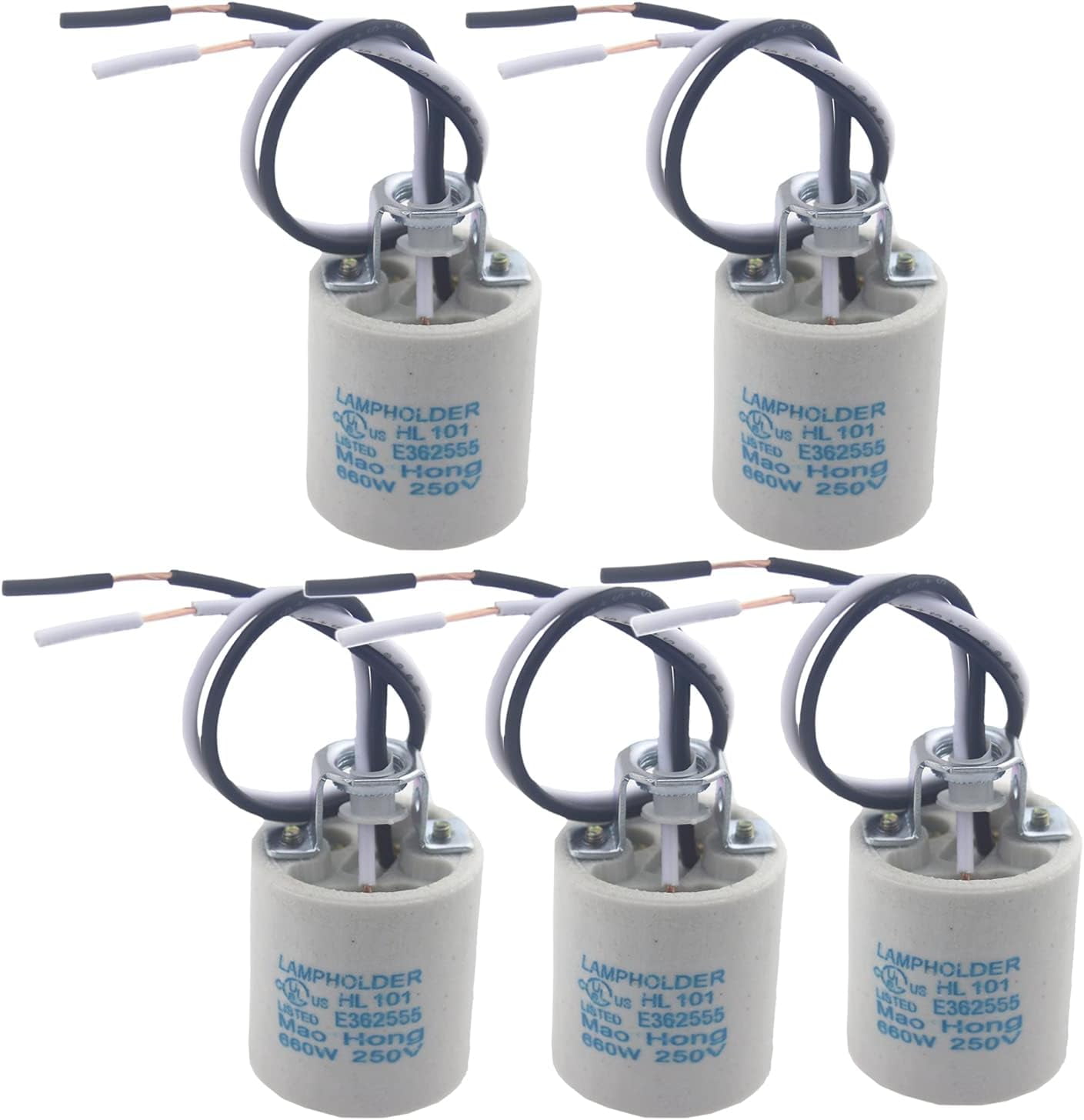UKLL-5pcs Ceramic Standard Medimun Screw Socket E26 E27 Bulb Lamp ...