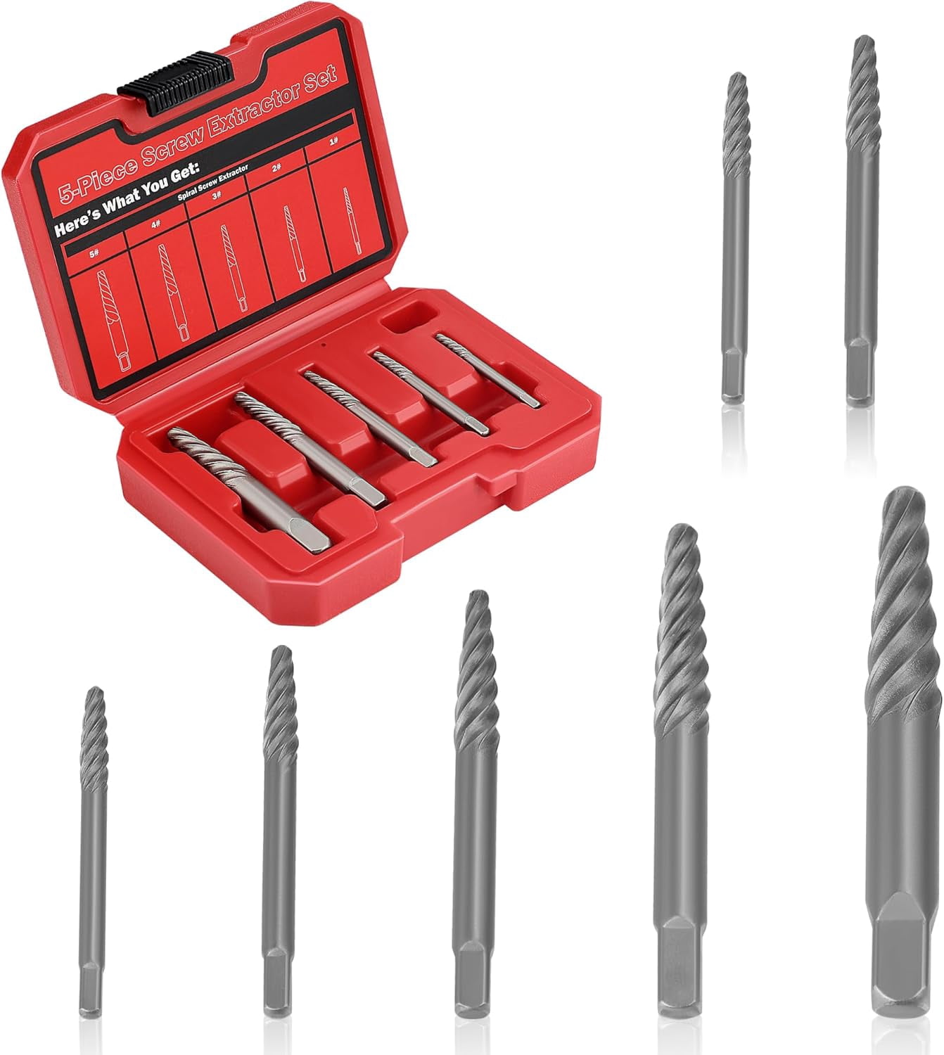 26-Piece Bolt & Screw Extractor Set - Includes Impact Nut Removers, Spiral Extractors, Left Hand Drill Bits