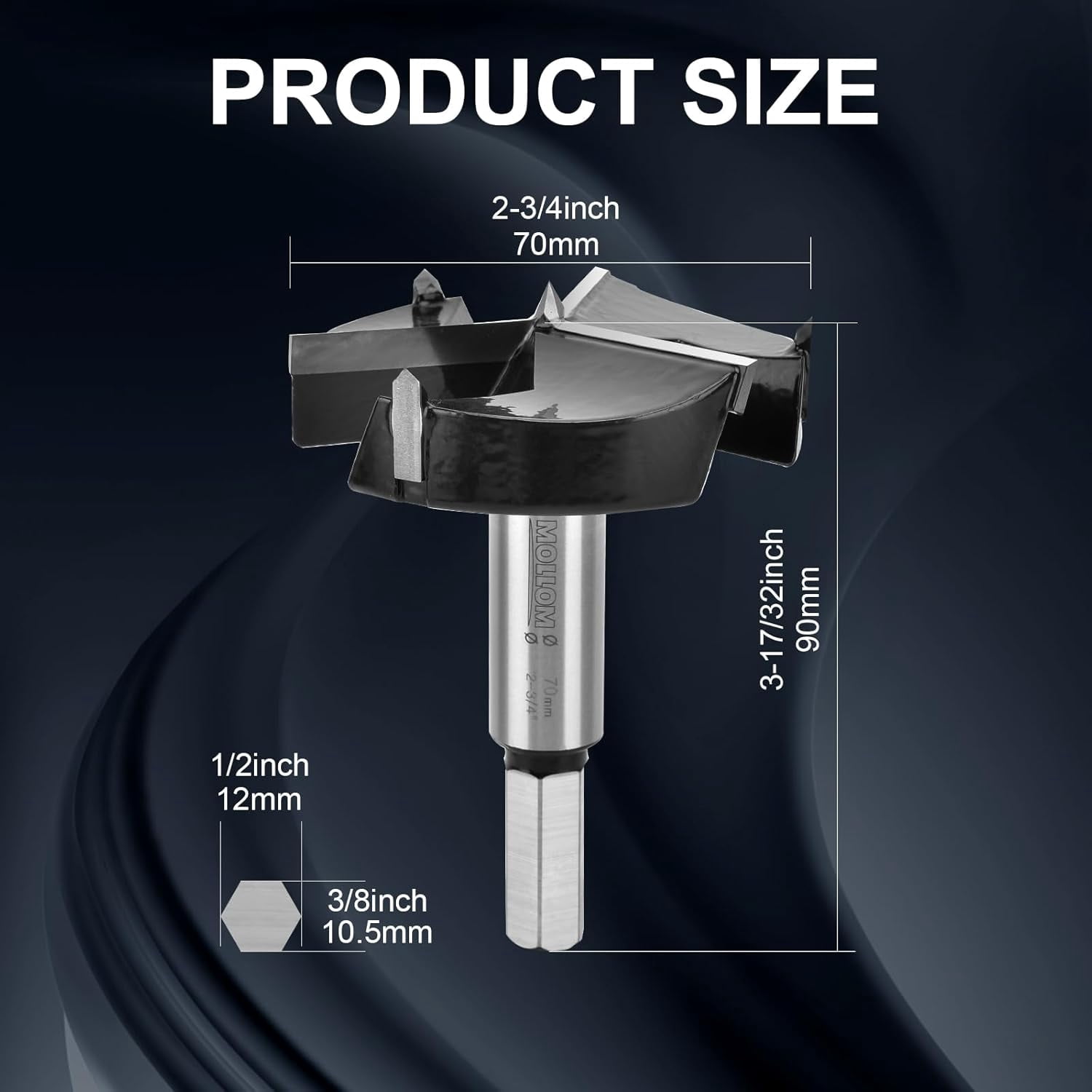 2-Inch Carbide Tipped Forstner Drill Bit - Triple Flute For Wood, Plywood & Plastic, Smooth Flat Bottom Holes