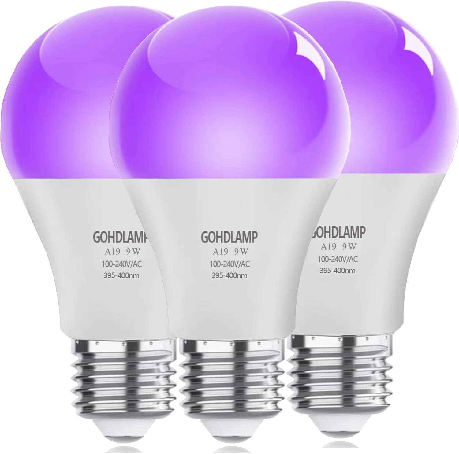 UKLL-A19 LED Black Light Bulbs - 9W for Halloween Decoration, Glow ...