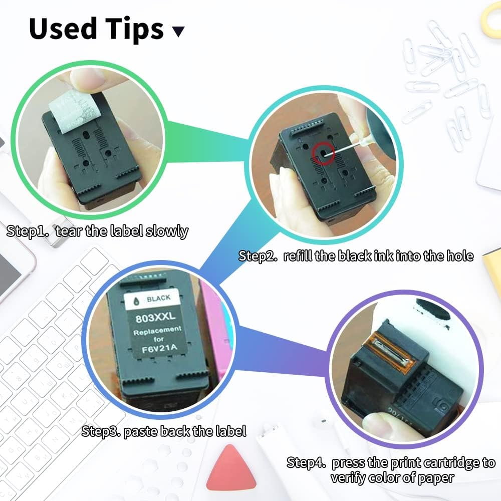 UKLL-Black Ink Refill Ink Kit Dye Ink 250ml for HP Inkjet Printers ...