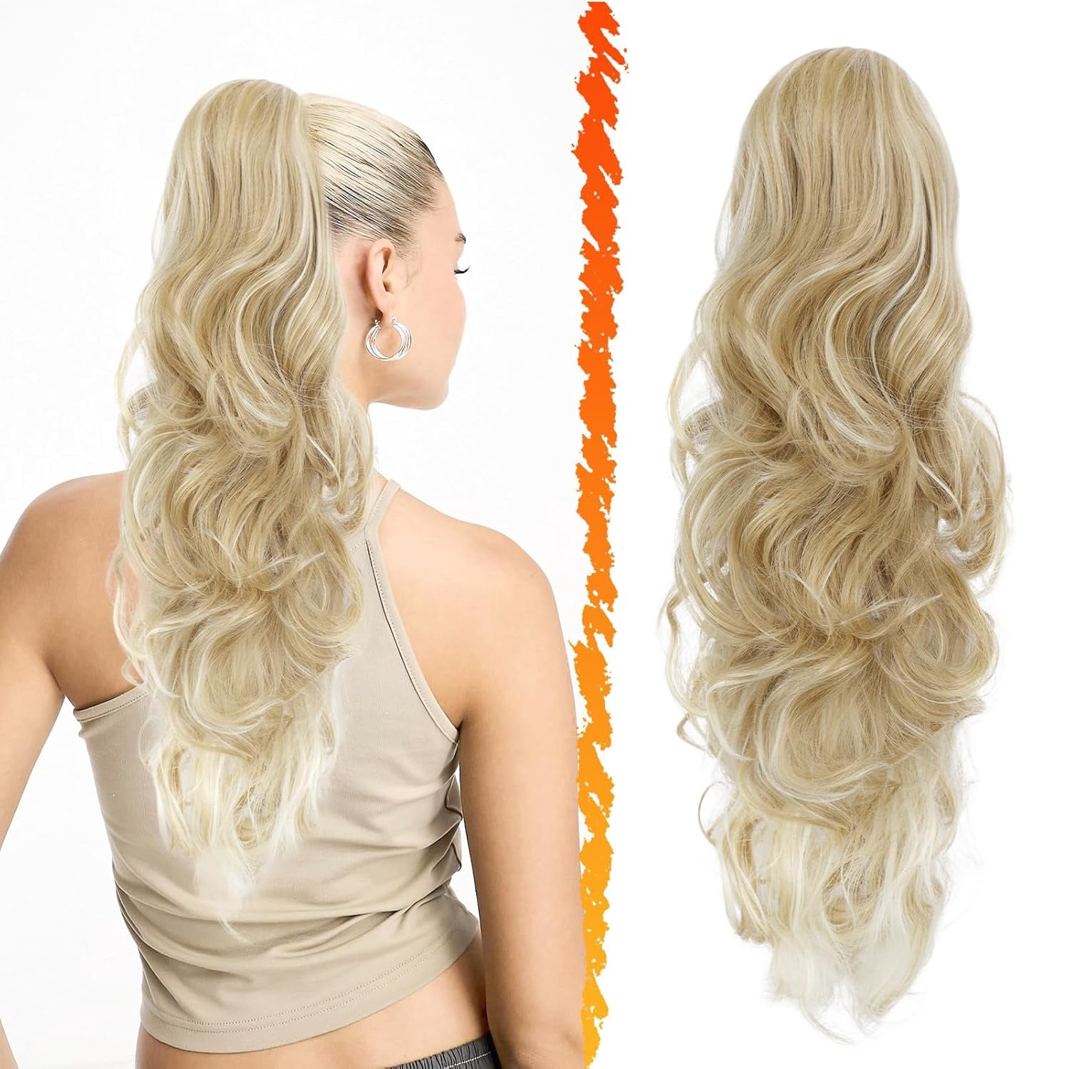 UKLL-Blonde Ponytail Extension - 20 Inch Drawstring Ponytail Hair ...