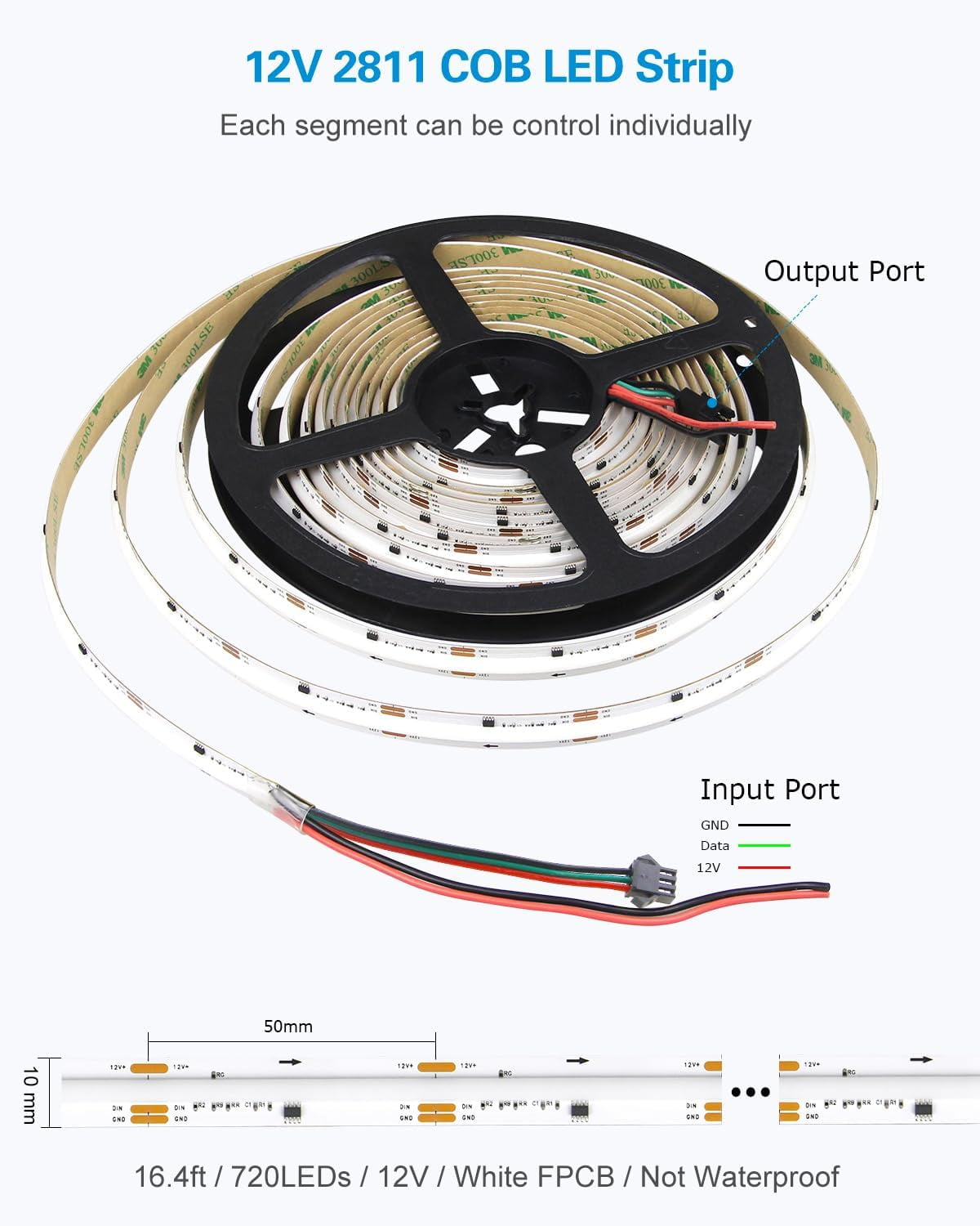 UKLL-COB Led Strip Lights Addressable RGB IC WS2811 12V Led Lights ...