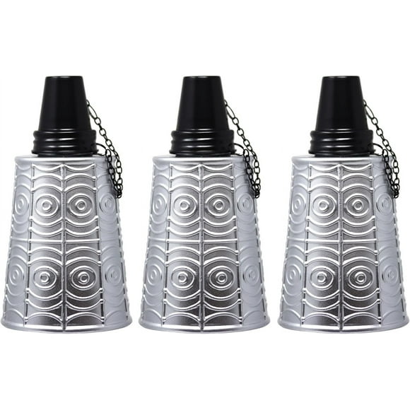 UKLL-Citronella Table Top Torches for Outdoor Patio, 16oz Decorative Glass Torch Citronella Candles for Outside Deck, Garden, Parties, Set of 3, Silver