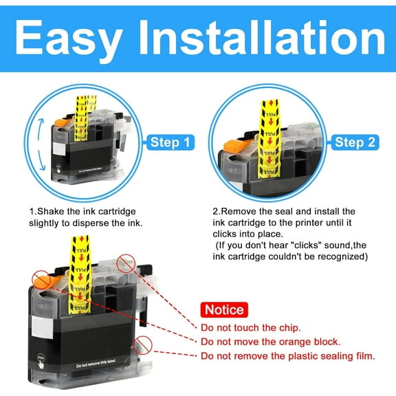 UKLL-Compatible Ink Cartridge Replacement for Brother LC101 LC101XL LC-103 LC103 XL LC103XL LC103BK LC103C LC103M LC103Y High Yield DCP-J132W DCP-J152W DCP-J172W (4-Pack Black Cyan Magenta Yellow)