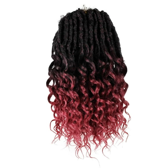 UKLL-Deep Faux Locs Crochet Hair 10 Inch 8 Packs Goddess Locs Crochet Hair TBUG Soft Faux Crochet Braids with Curly Ends Prelooped Deep Wave Croceht Braids for Black Women(Black mixed Burgundy)