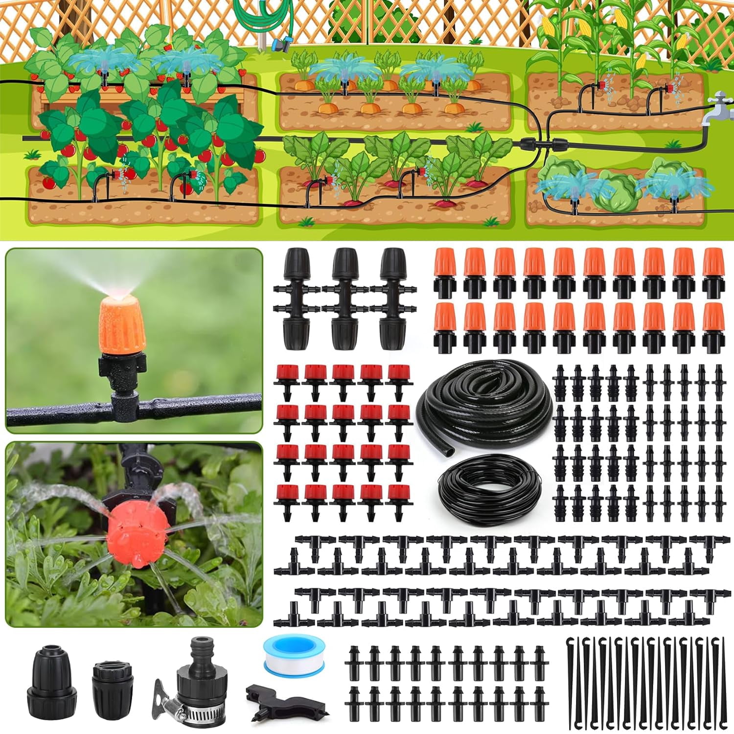 UKLL-Drip Irrigation Kit, 70FT Greenhouse Drip Irrigation System ...