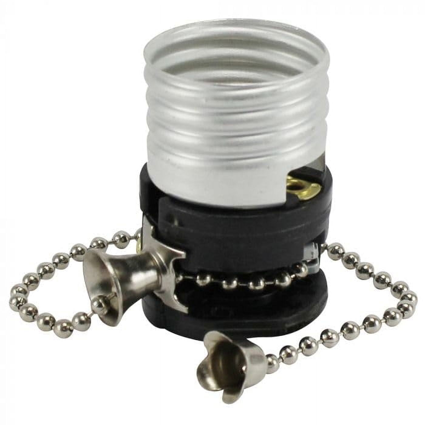 UKLL-E26 Lamp Socket Replacement Pull Chain Switch, 6" Nickel Plated ...