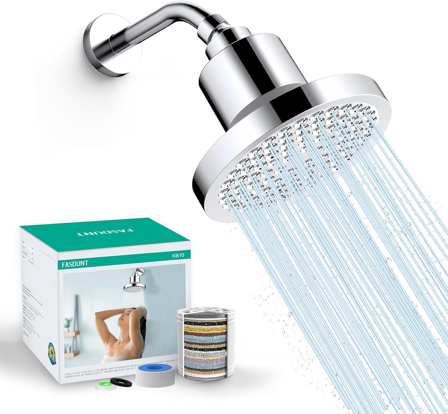 ANA Bath 6-Inch High Pressure Dual Shower Head With Handheld Spray - 3 Settings, Anti-Clog, Brass Fittings