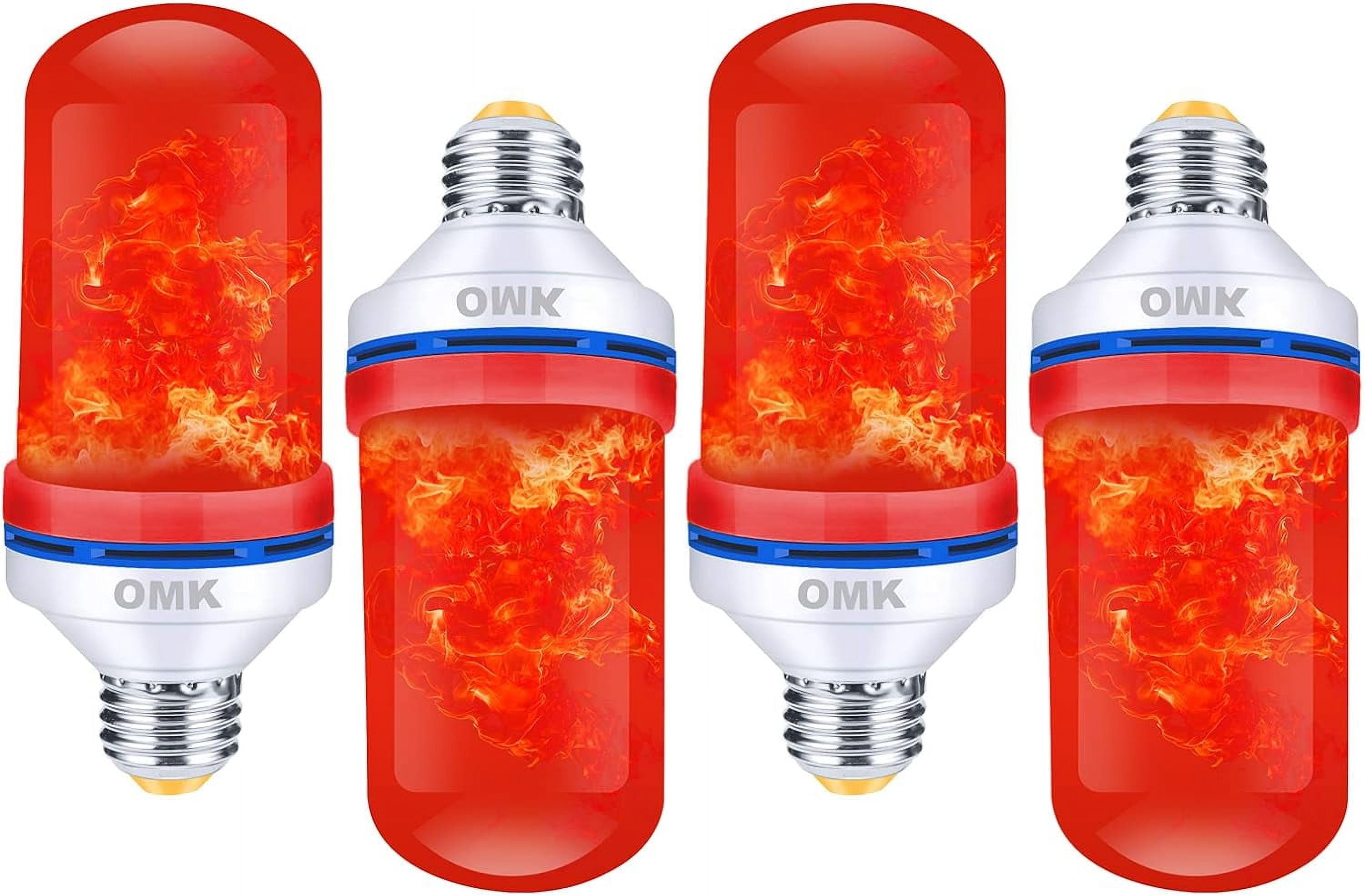 UKLL-Flame Light Bulb Christmas Decor (4 Pack) Red Color Led Flickering ...