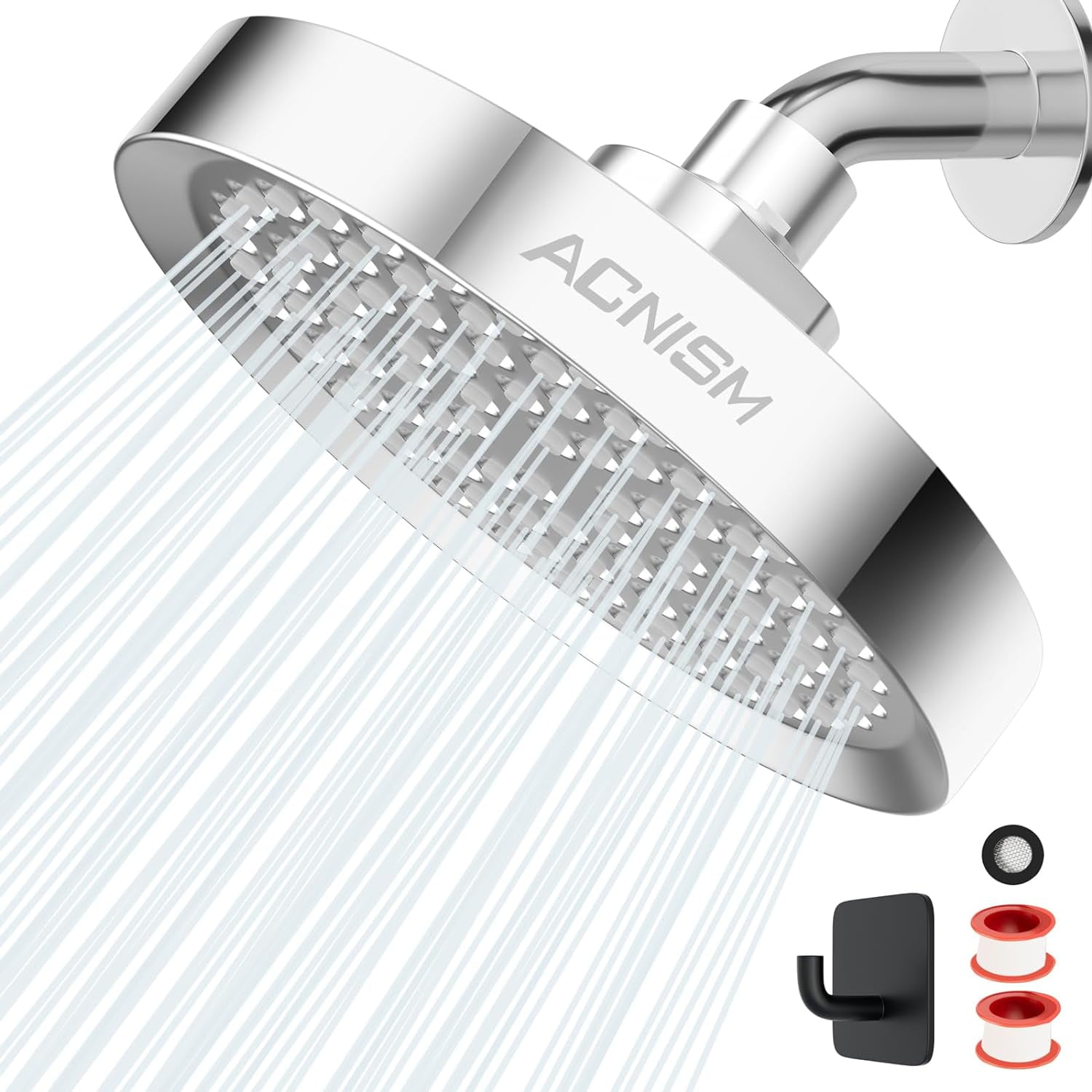 UKLL-High Pressure Shower Head, High Flow Fixed Shower Head, Adjustable Angle for Luxury Bathroom Showerhead Replacement, Enjoy a Comfortable Shower Experience Even at Low Water Pressure (6-Inch Roun