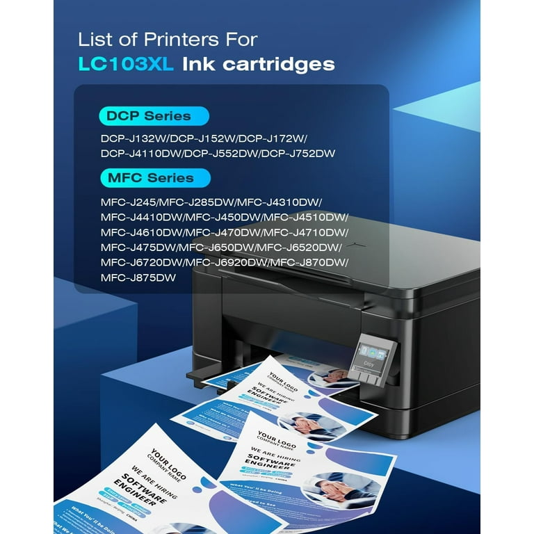 2-Pack LC103 Black Ink Cartridges For Brother Printers - Compatible With MFC-J470DW, J6920DW & More