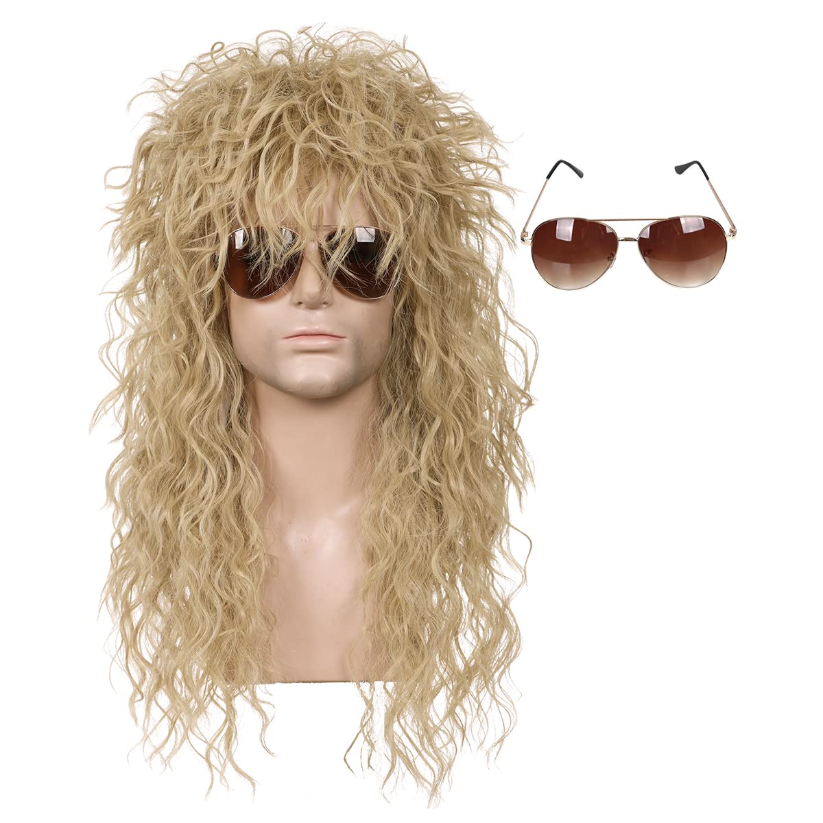 80s Rocker Blonde Brown Wig main image 1