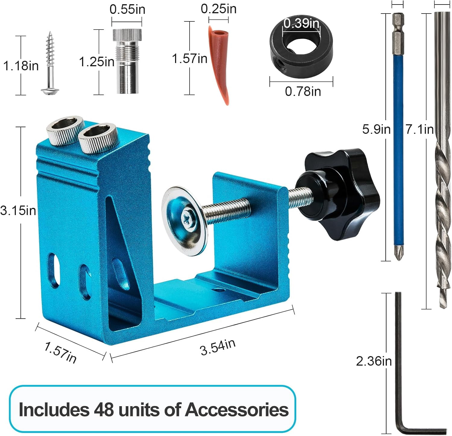 Adjustable Drill Guide Puncher Locator Pocket Hole Jig Kit | MercadoLivre - View #6